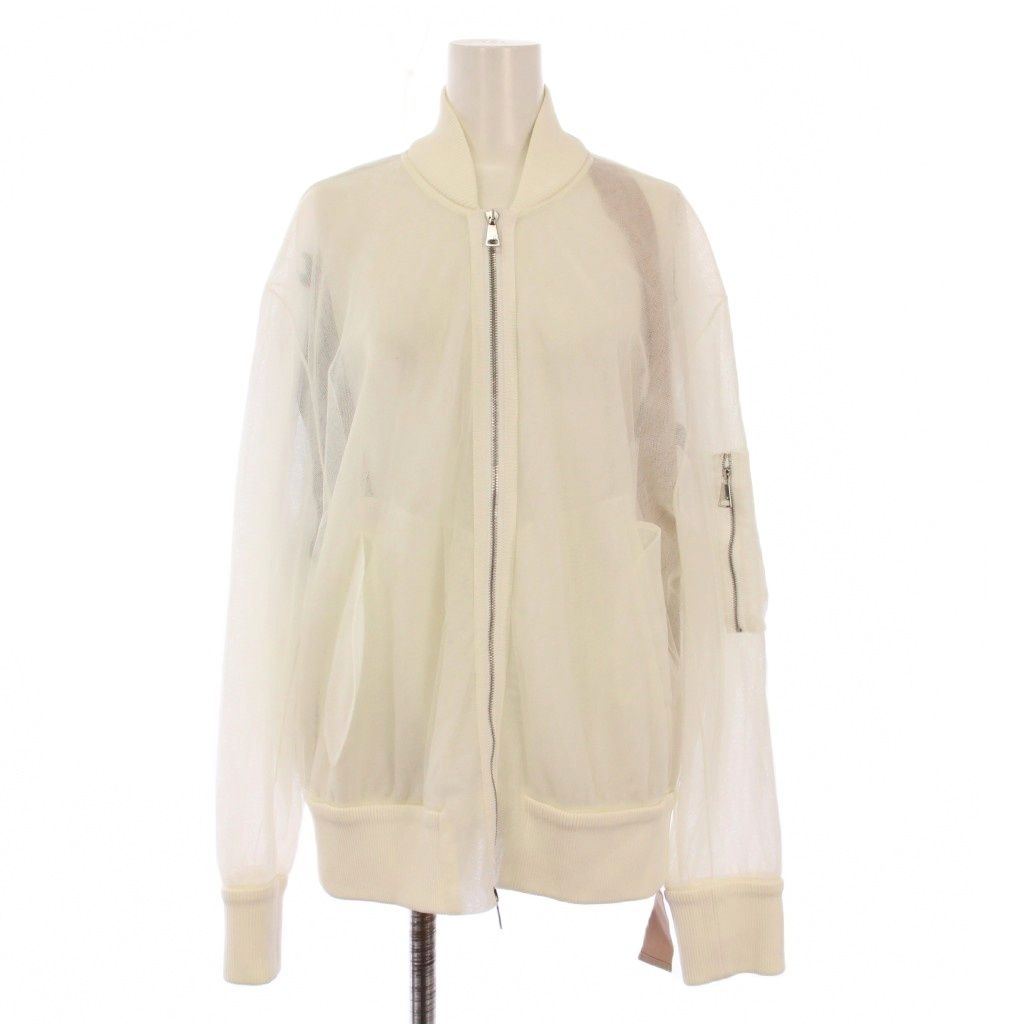 ヌメロヴェントゥーノ N°21 ブルゾン ジャケット アウター ショート丈 ナイロン ジップアップ メッシュ オーバーサイズ XS 白 ホワイト |BB