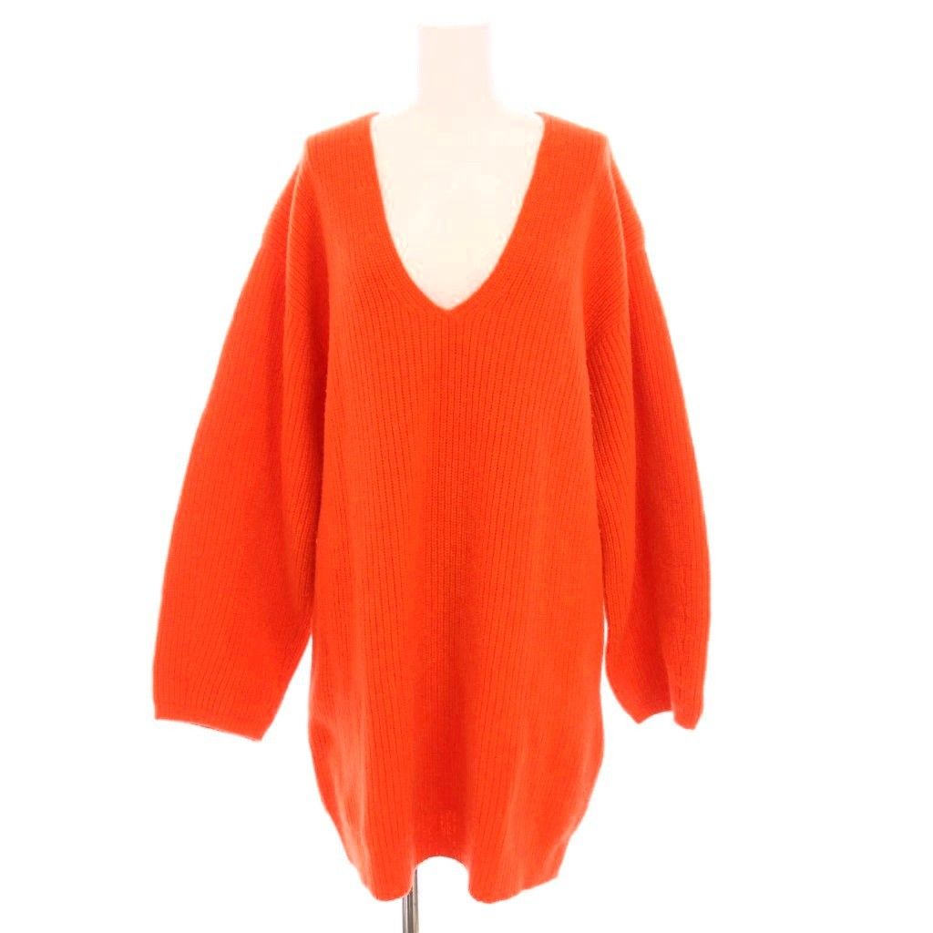マカフィー MACPHEE トゥモローランド 22 AW ウール Vネックチュニック プルオーバー ニット セーター 長袖 36 オレンジ |YM