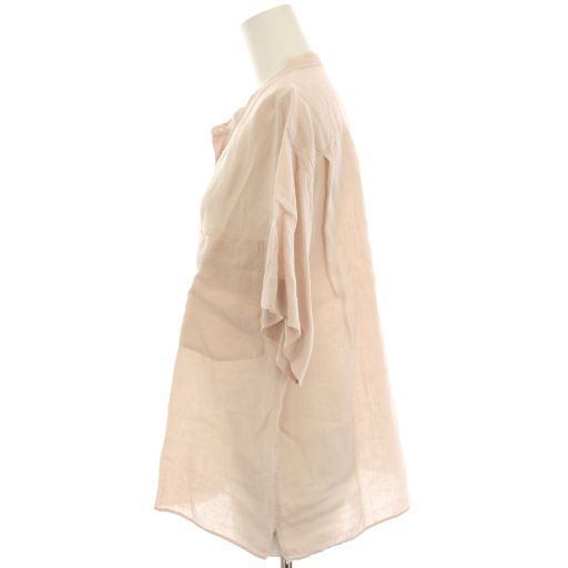 マーガレットハウエル HOWELL 23 SS FINE LINEN レスプルオーバーシャツ ノー シャツ バンド 麻 リネン 半袖 2 ピンク 578-3152006 HN