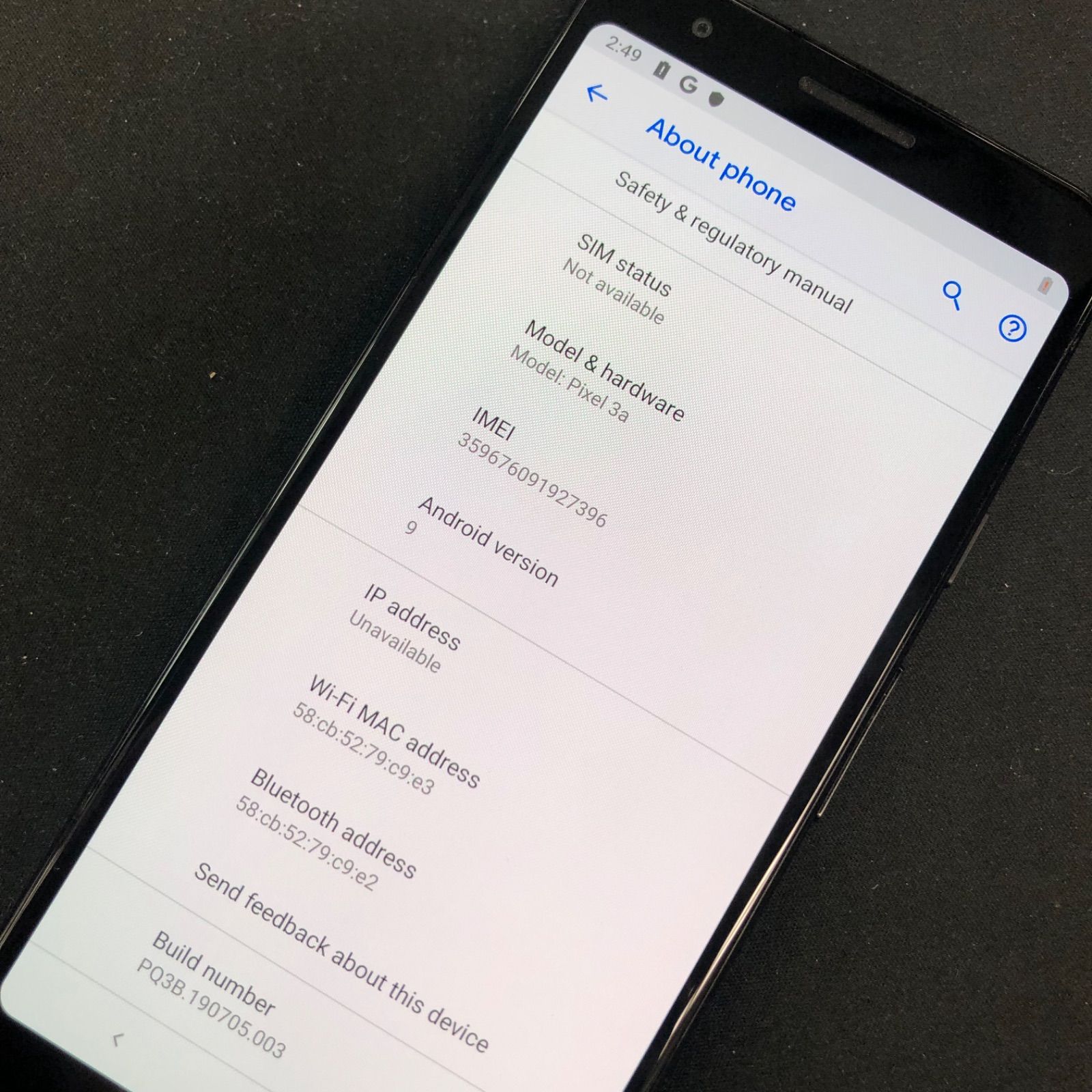訳あり品】Google Pixel 3a Softbank SIMロック解除済み 64GB ブラック