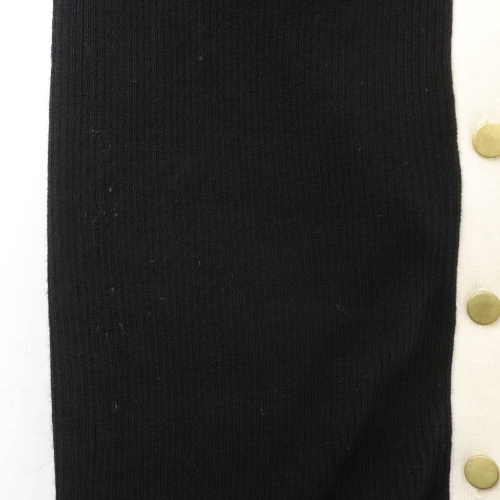  アリスオリビア alice olivia ロングワンピース 長袖 リブニット ウール バイ Vネック M 黒 ブラック 白 ホワイト AU 長袖 七分袖 その他