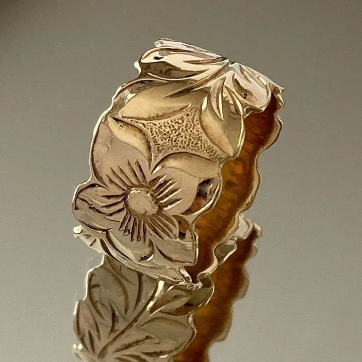 旧フィリップリカード14Kハワイアンジュエリー プルメリアカットアウトリング12 旧フィリップリカード14Kハワイアンジュエリー プルメリアカットアウト