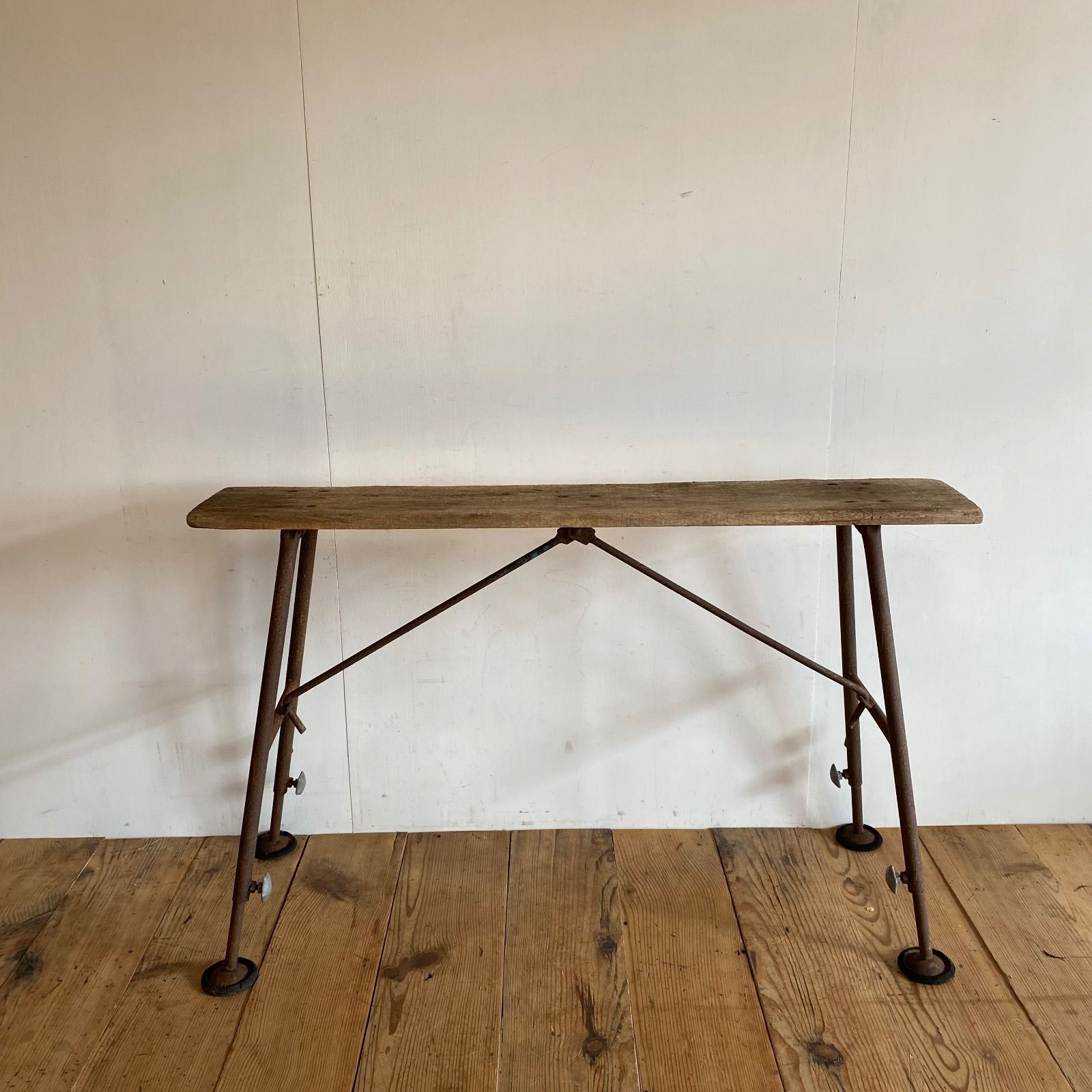 テーブル　作業台　アンティーク　古家具　店舗什器 アンティーク 作業台 作業机 欅 無垢材 昭和レトロ 家具 机 店舗什器