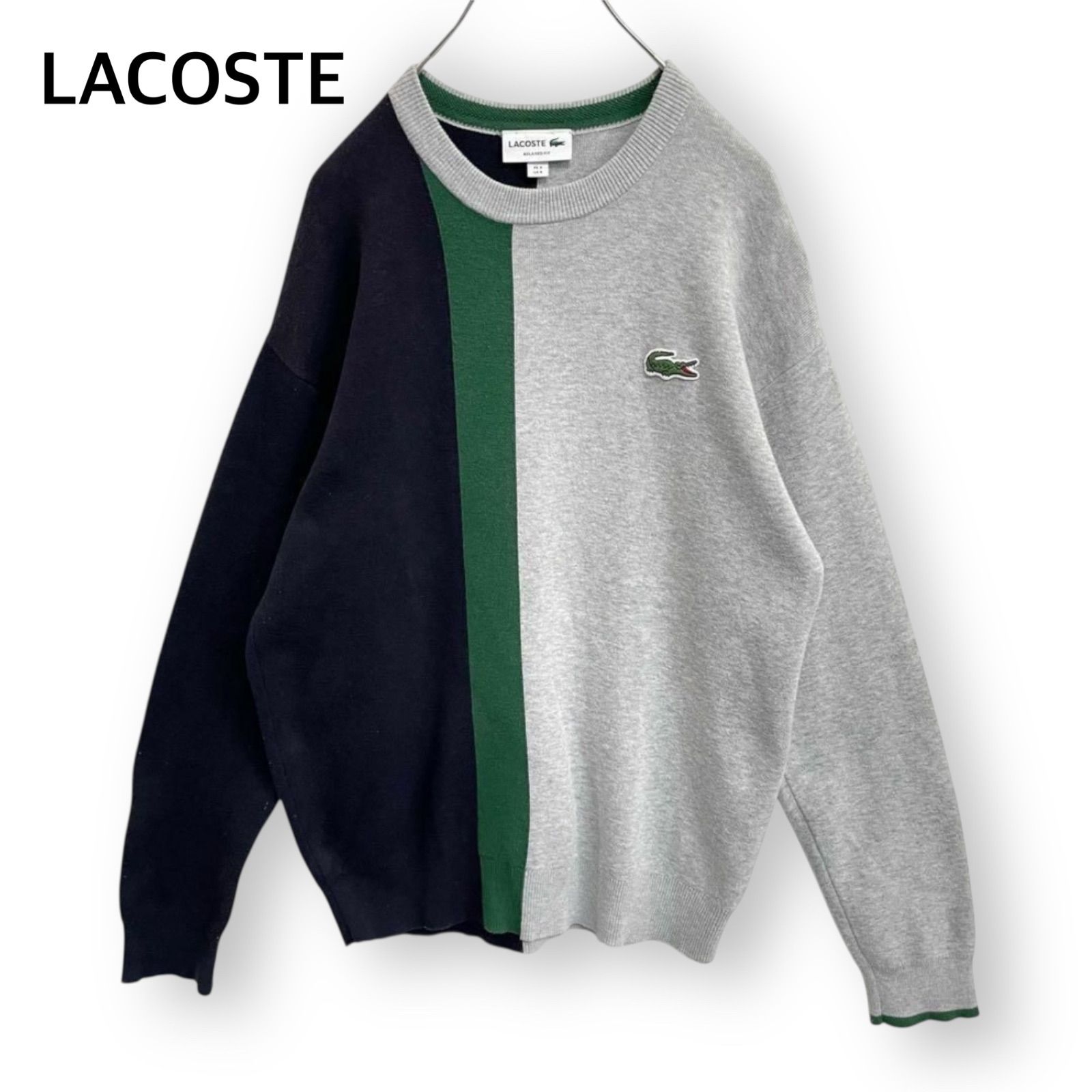 ラコステ LACOSTE アシンメトリー ワニロゴ 長袖 スウェットトレーナー