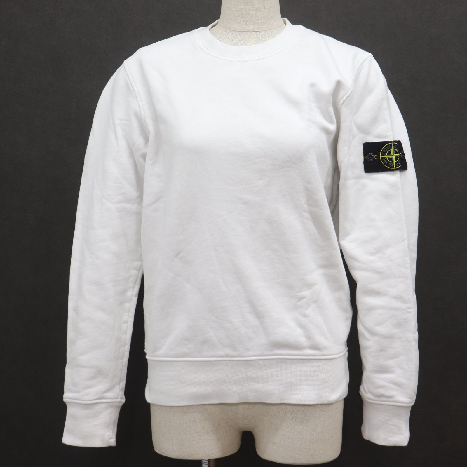 STONE ISLAND ストーン アイランド コットン クルーネック スウェット トレーナー ホワイト シンプル ロゴ レディース サイズXS