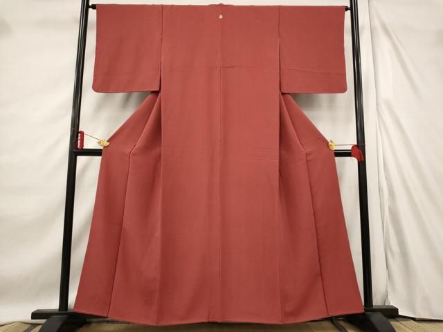 平和屋着物□上質な色無地 紋意匠 紅海老茶色 正絹 逸品 AABD9532st