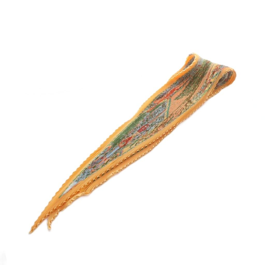 エルメス HERMES カレ プリセ AXIS MUNDI 世界の中心軸 スカーフ ストール ロゴ 絹 シルク 総柄 オレンジ GY 18 |MQ OH