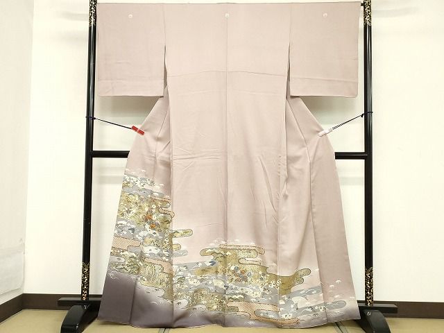 平和屋着物□豪華色留袖 駒刺繍 エ霞草花文 暈し染め 金彩 正絹 逸品