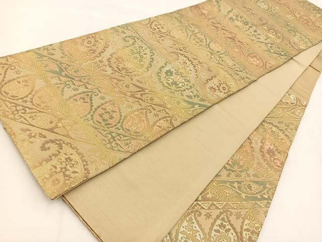 六通柄袋帯　ペイズリー柄　上品 楽天市場】袋帯 美品 逸品 前田仁仙 落款あり ペイズリー柄 更紗 箔