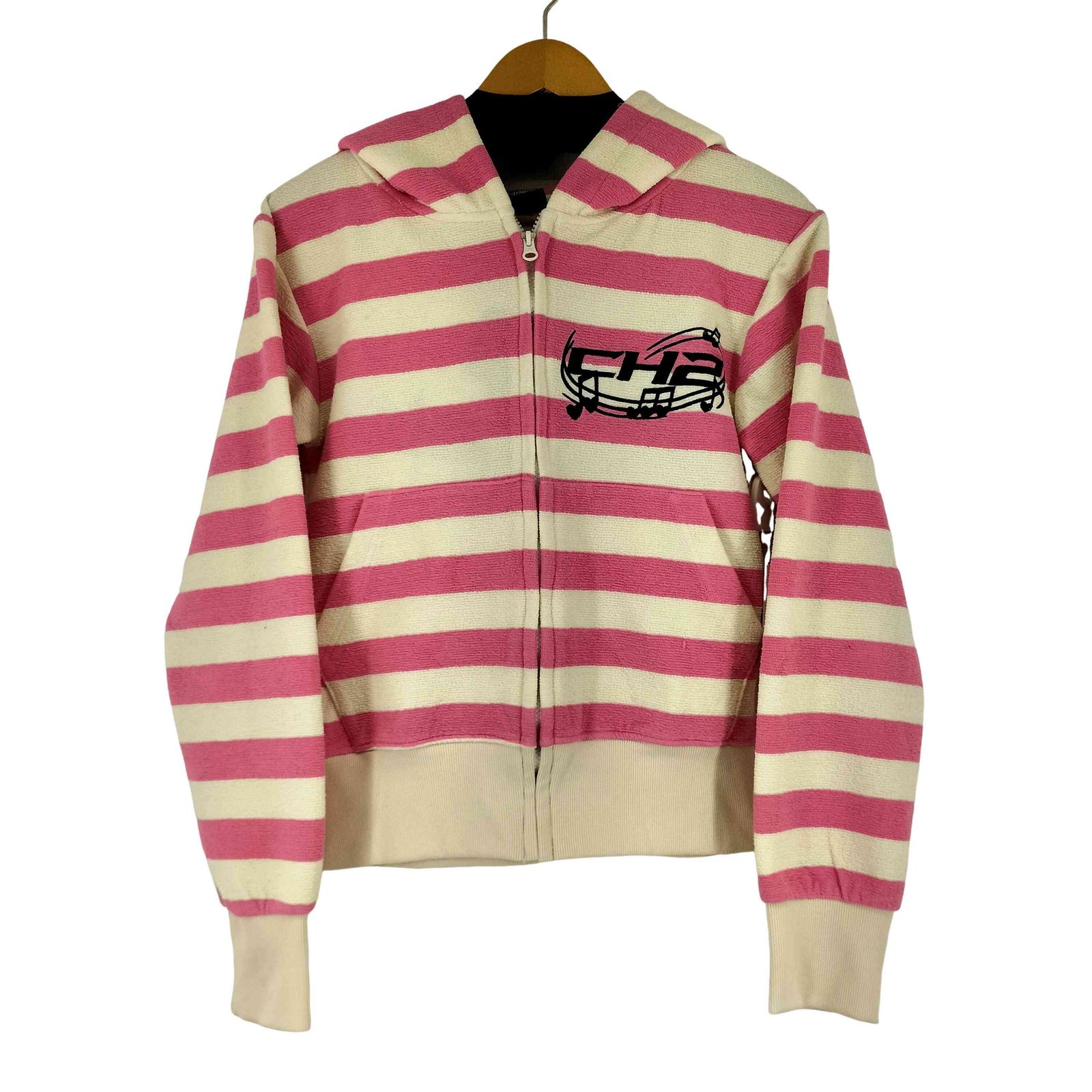 ユーズドフルギ 古着 CH2 FLEXINGSOHARD ボーダー クロップ フーディ レディース JPN S