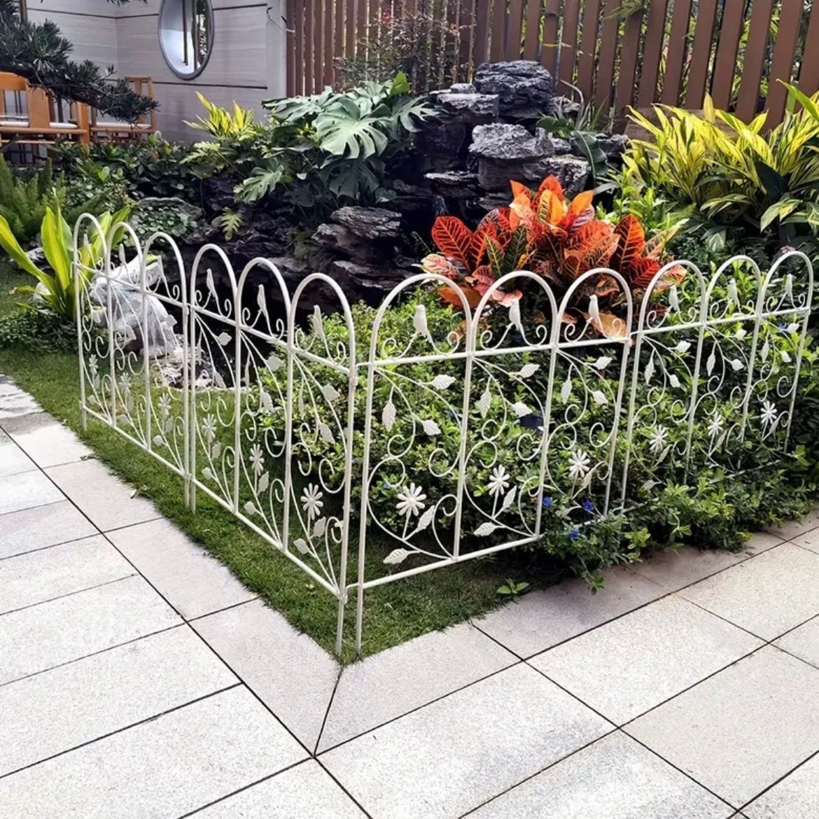 新品　金属製　ガーデンフェンス 花デザイン 80cm 楽天市場】Wisfor【2個セット】 ガーデンフェンス アイアン フェンス