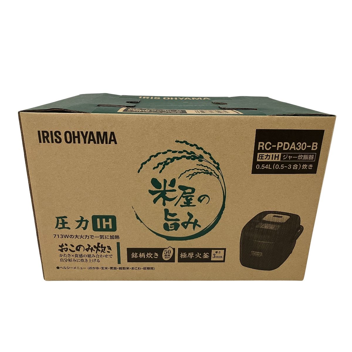 IRIS OHYAMA RC PDA 30 B 圧力IH ジャー炊飯器 3合炊き アイリスオーヤマ