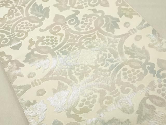 平和屋着物◎六通柄袋帯 正倉院葡萄唐草花文 銀糸 正絹 逸品