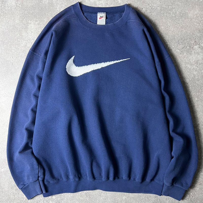雰囲気系 90s USA製 NIKE ビッグ スウォッシュ プリント スウェット