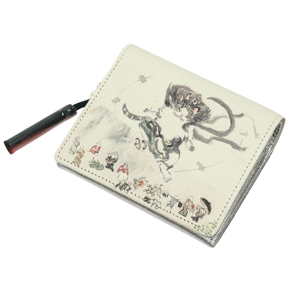 和 Manhattaner s 恐ろしや フェデリコ雷神 レザーウォレット 財布 アイボリー シルバー 猫 070 7730 マンハッタナーズ レディース 5 CH L 0681 KEC 13