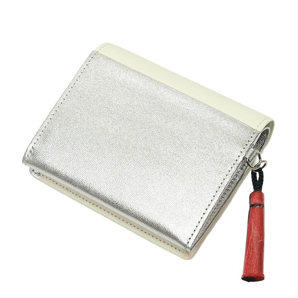 和 Manhattaner s 恐ろしや フェデリコ雷神 レザーウォレット 財布 アイボリー シルバー 猫 070-7730 マンハッタナーズ レディース 5 CH L 0681 KEC 13