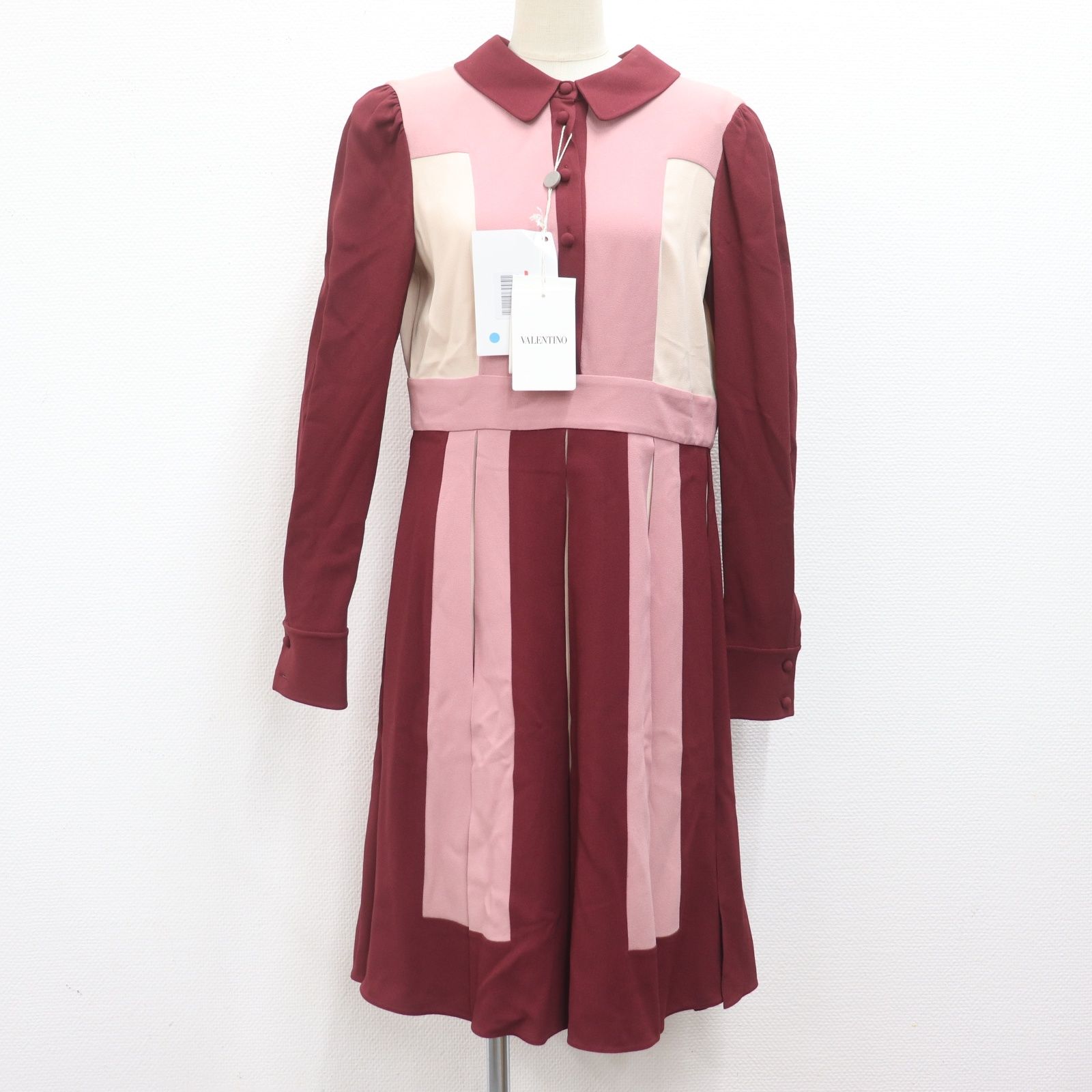 ヴァレンティノ ワンピース スカート 長袖 ワインレッド ピンク レディース サイズ40