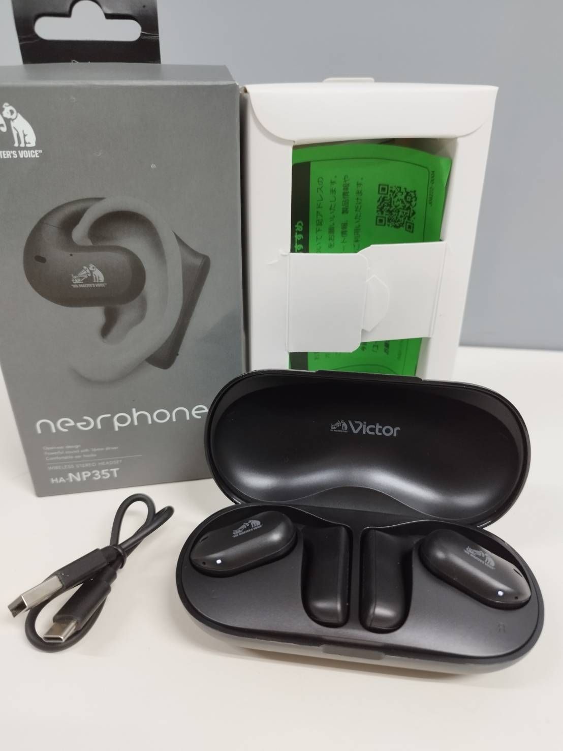 良品】Victor nearphones HA-NP35T/ワイヤレスイヤホン/ブラック