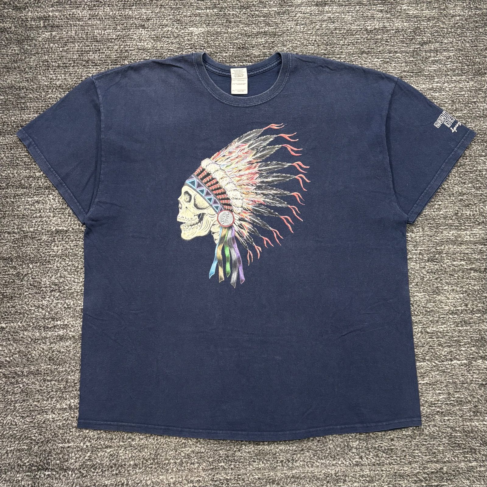 ドクロ 90's USA ヴィンテージ w.u.i gratefuldead Vinrage GRATEFUL DEAD 1990 スカルインディアン Tシャツ ネイビー 2XL