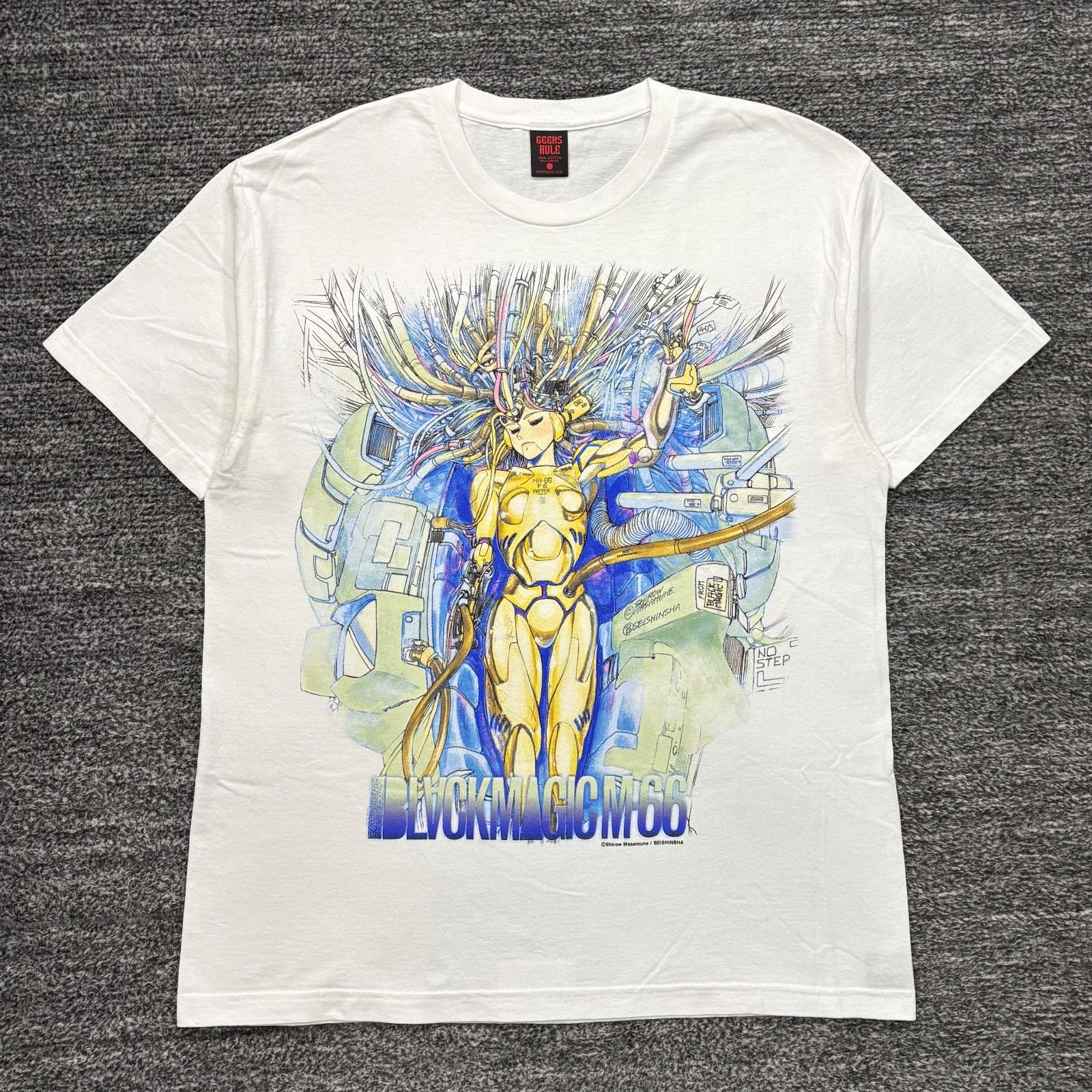 geeks rule 士郎正宗　ブラックマジック　tシャツ 極美品 GEEKS RULE BLACK MAGIC (MASAMUNE SHIROW) T-SHIRT WHITE L