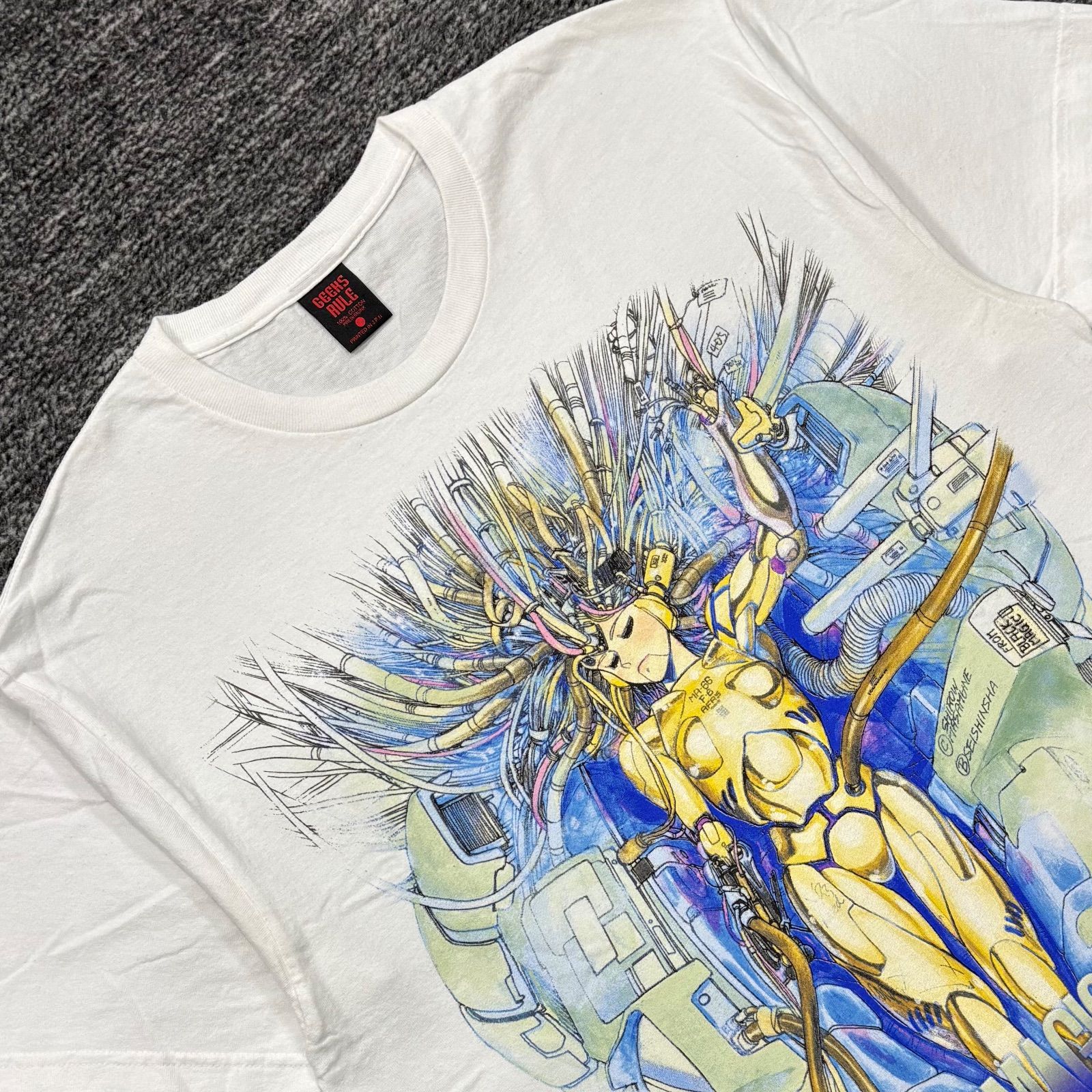 極美品 GEEKS RULE BLACK MAGIC (MASAMUNE SHIROW) T-SHIRT WHITE L