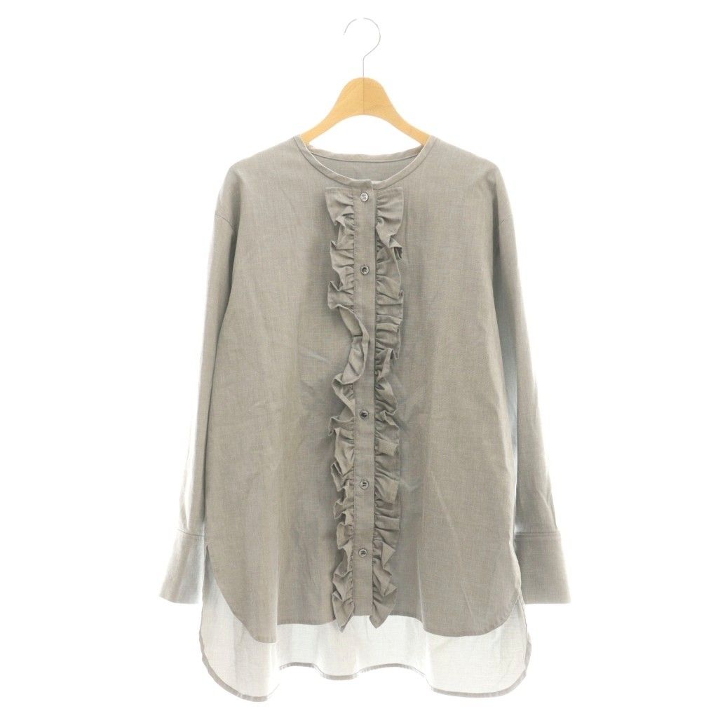 OHGA ブラウス　サイズF オーガ OHGA フロントフリル シャツ ブラウス 長袖 F グレー /DF □OS