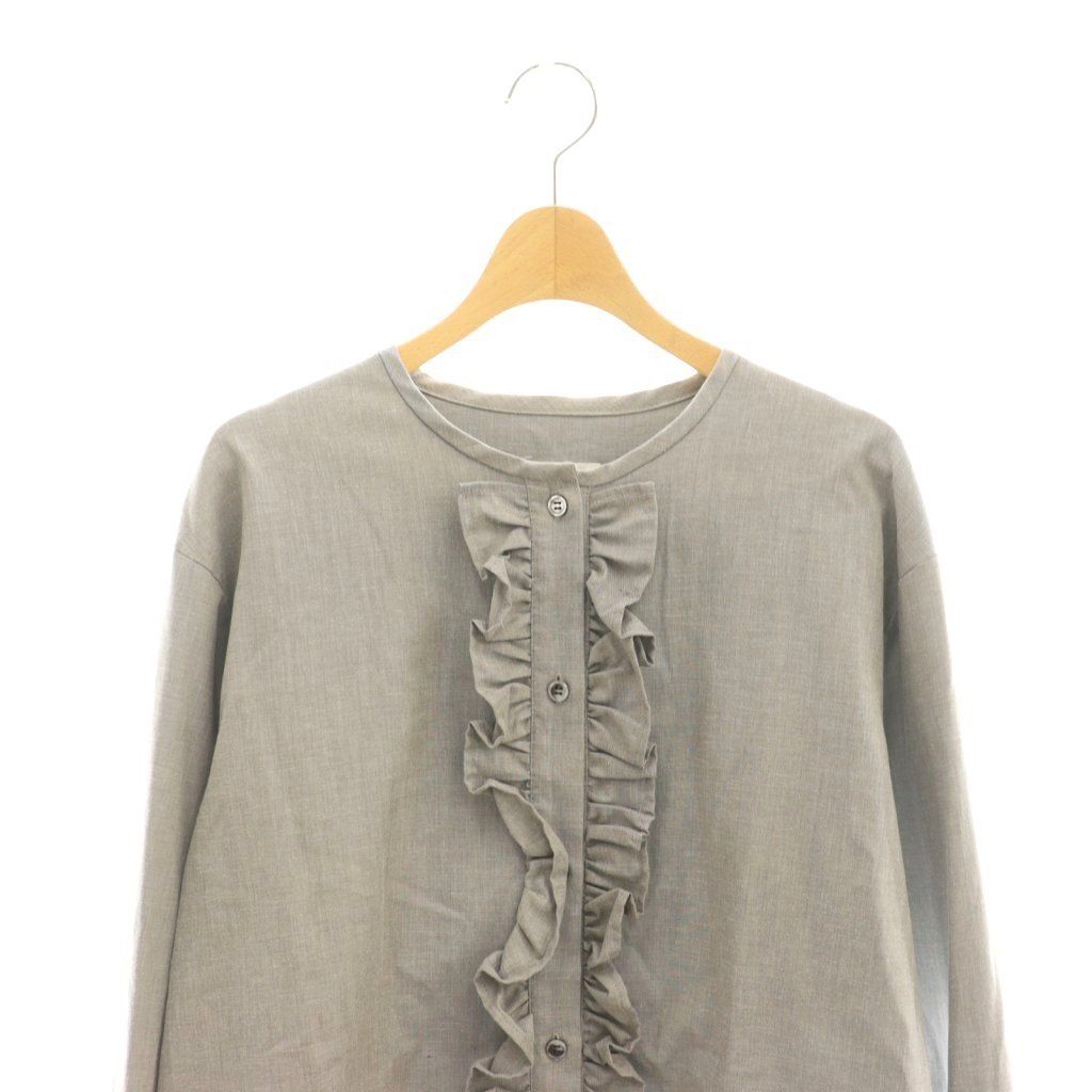 オーガ OHGA フロントフリル シャツ ブラウス 長袖 F グレー /DF □OS