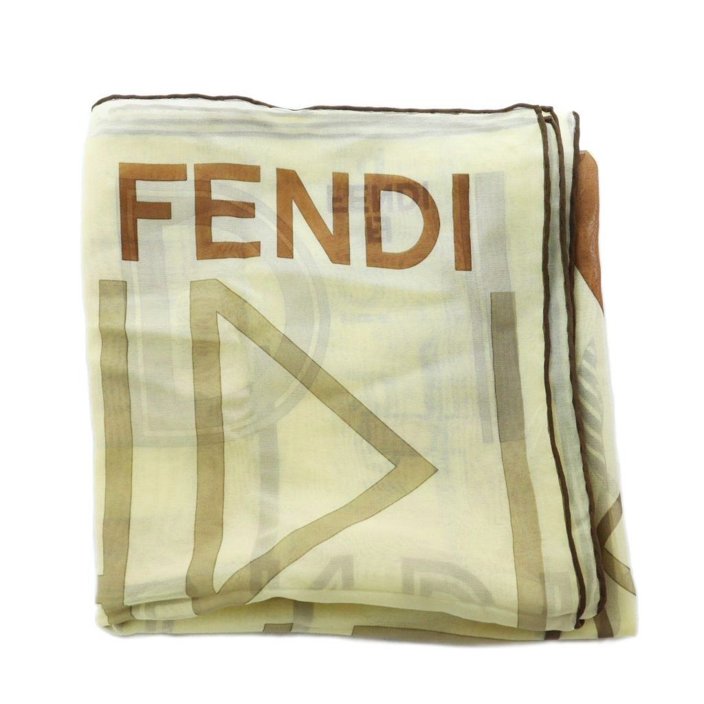 フェンディ FENDI スカーフ 絹 シルク マルチカラー イエロー 黄