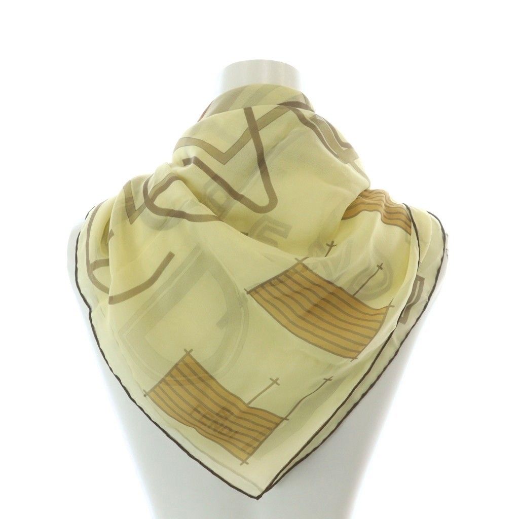 フェンディ FENDI スカーフ 絹 シルク マルチカラー イエロー 黄