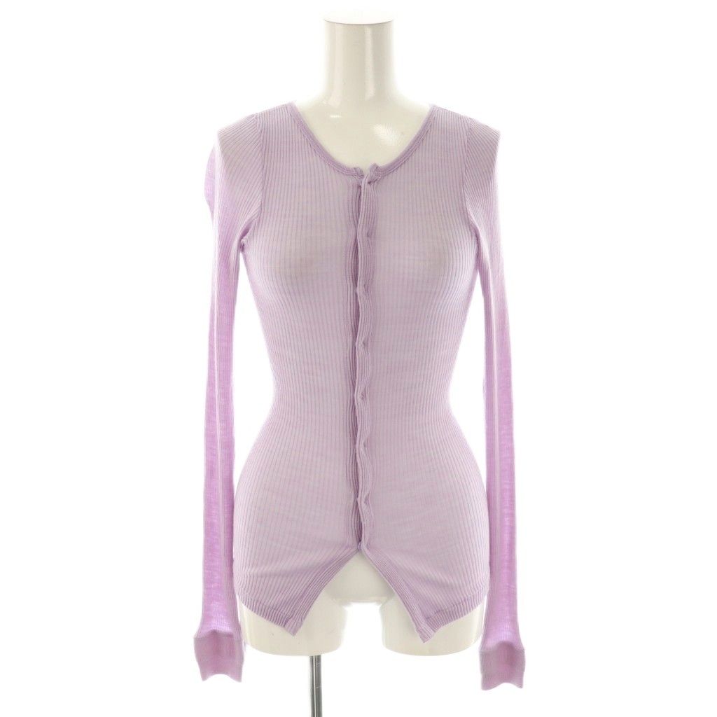 【中古】オーラリー AURALEE WOOL SOFT RIB CARDIGAN カーディガン リブ 長袖 1 ラベンダー A24AC03HN /HK ■OS オーラリー AURALEE WOOL SOFT RIB CARDIGAN カーディガン リブ 長袖 1