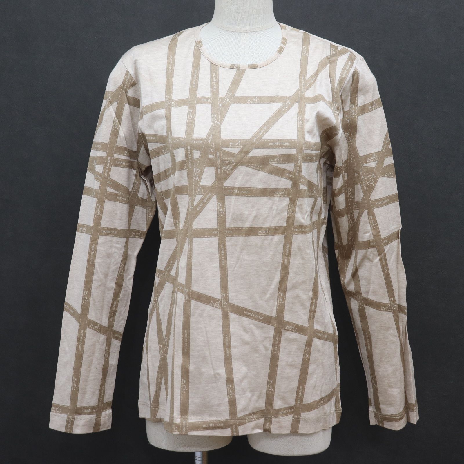 ITELF9RWF4AO HERMES エルメス リボン 長袖Tシャツ トップス コットン