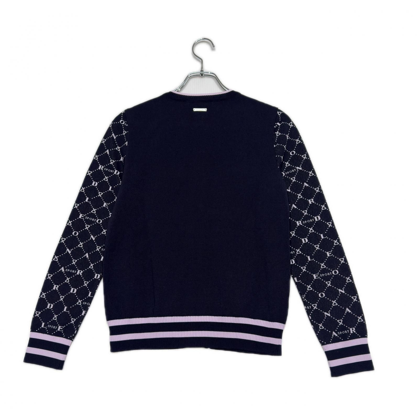 ♥品 レディース レオナール LEONARD ニットアウター 38 M 紺 長袖 フルジップ 薄手