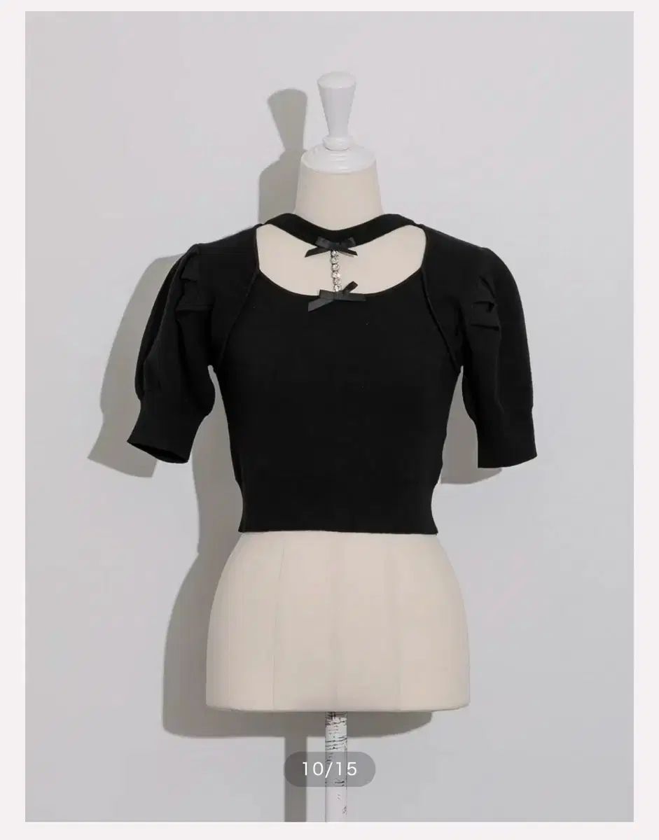 PIUM ビジュー チョーカー ケープ ニット 半袖 / 量産型 地雷系