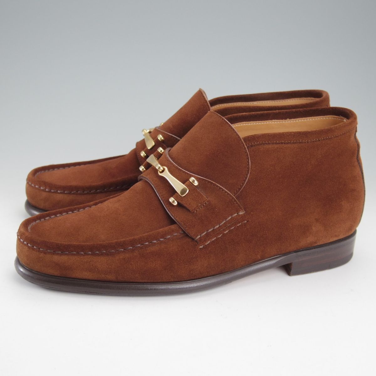 上 伊 F.LLIジャコメッティ SIZE 42 定価10万円以上 ビットブーツ センターエラスティック スエード 茶 Giacometti o 204