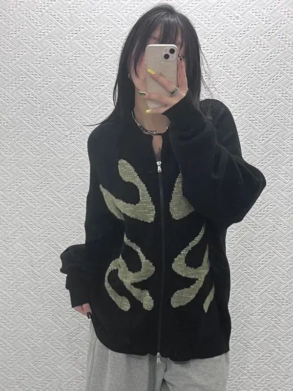 XTONZ ストリート ズ オーバーサイズ ツーウェイ ニット ジップアップ カーディガン 110 C 06139