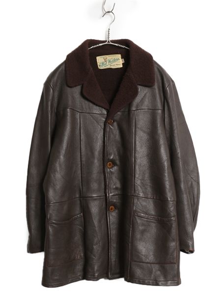 70s 本革 レザー ハーフ コート メンズ L 程 ヴィンテージ 革ジャン