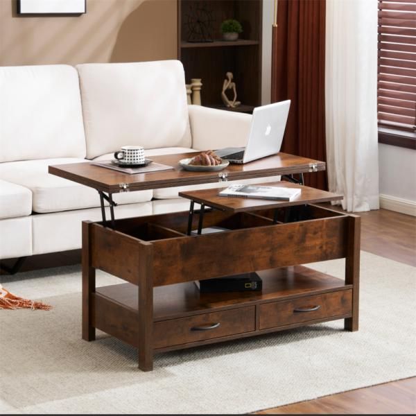 センターテーブル ローテーブル 収納付き天板昇降式 天板 展開可能