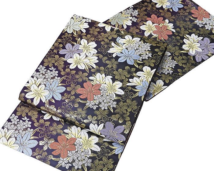袋帯 新品 仕立て上がり 西陣 志都香謹製 百合 桜 袋帯 新品仕立済