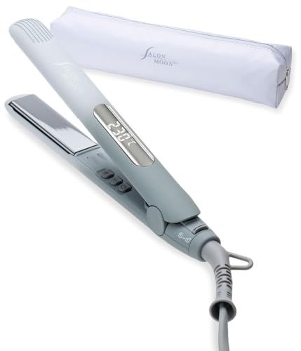 ミニ ヘアアイロン ストレート 20 mm 2 WAY 軽量 コンパクト 高速起動 ダブルマイナスイオン 80?230℃ デジタル表示 海外対応 ミラーチタニウムプレート 前髪 ムーングレー サロンムーン AM 739 b 256 e