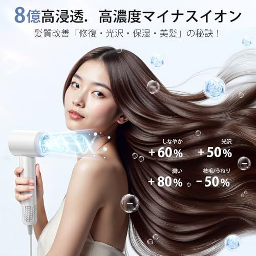 新品】ドライヤー【革新版・20sで速乾!・8億イオン髪質改善・AIマート