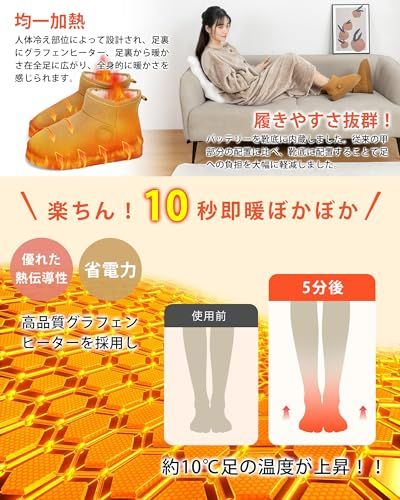  DGV フットウォーマー コードレス 足温器 10秒で速暖 電気スリッパ バッテリー付き 4000 mAh 40℃ 52℃ 3段階温度調節 足先からふくらはぎまで 防寒 滑り止め 柔らかい 暖かい 洗える 足入れ 省エネ 家 8519218 f その他 キッチン 食器