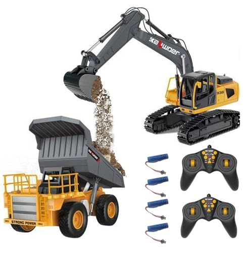 ラジコンカー こども向け ダンプカー-ショベルカー ラジコン エンジニアリング車両 建設車両 RCカー 1 24スケール LEDライト搭載ラジコン 車 おもちゃ 室内遊び 男の子 プレゼント 子供 贈り物 37 f 6 a 7 dd