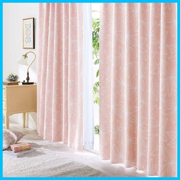 洗濯可 アジャスターフック付 厚手 柄 無地 洗える レースカーテン 厚地カーテン タッセル付 間仕切り 省エネ 節電対策 昼 夜目隠し フラワーピンク 保温 断熱 UVカット 2級遮光 組 柄カーテン 花柄 フラワー