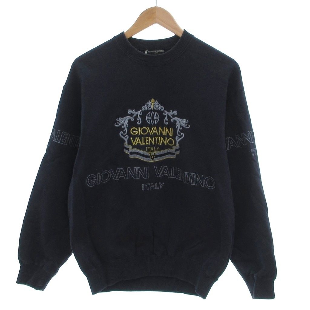GIOVANNI VALENTINO スウェット トレーナー ロゴ刺繍 46 紺 ネイビー