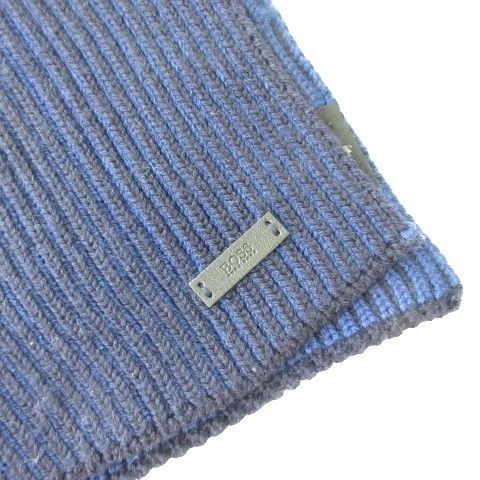 【美品 現行】ヒューゴボス　マフラー　ニット帽　セット ヒューゴボス HUGO BOSS ニット帽 ビーニー マフラー 2点セット リブ
