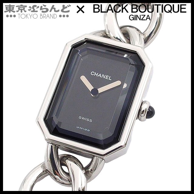シャネル CHANEL プルミエール Mサイズ H0452 ブラック SS 腕時計