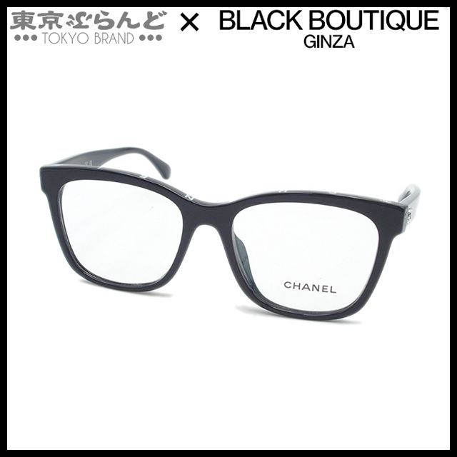 シャネル CHANEL メガネ スクエア シェイプ オプティカル 度なし ココマーク ロゴ 3392-A ブラック シルバー金具 アセテート ユニセックス