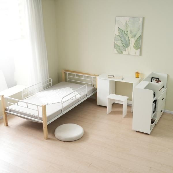 システムベッド 4点セット ロフトベッド デスク 収納ラック シェルフ 高さ130cm ロフトベッド 宮 コンセント 省スペース スチール 耐震 ベッド パイプ 金属 4点セット システムベッド ロフトベッド ミドルベッド 一人暮らし レース