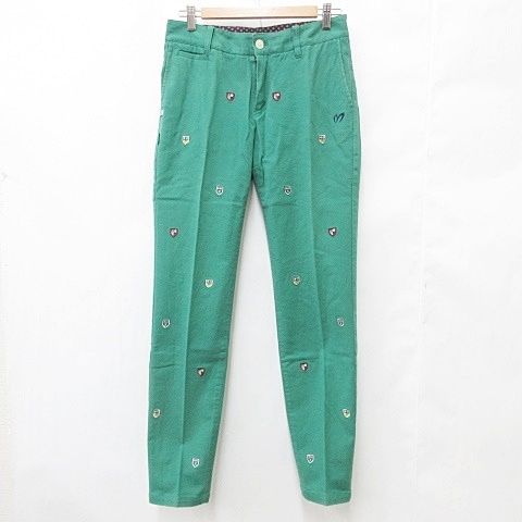 マスターバニー MASTER BUNNY EDITION エディション ゴルフ スポーツウエア パンツ ストレッチ ロング 刺繍 総柄 ストレッチ 緑 グリーン 2