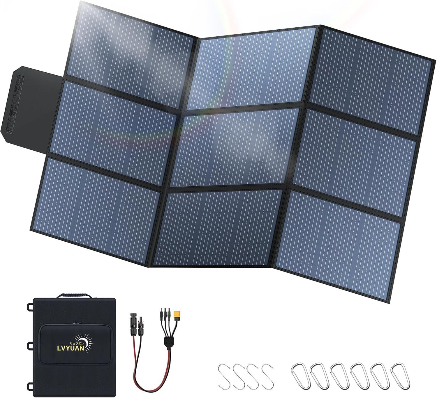 LVYUAN 400 W 折り畳み式ソーラーパネル ポータブル電源用 ソーラーチャージャー 太陽光パネル 超軽量薄型 IP 64防水防塵 高出力 変換効率22 キャンプ アウトドア 車載対応 携帯便利 CSSB